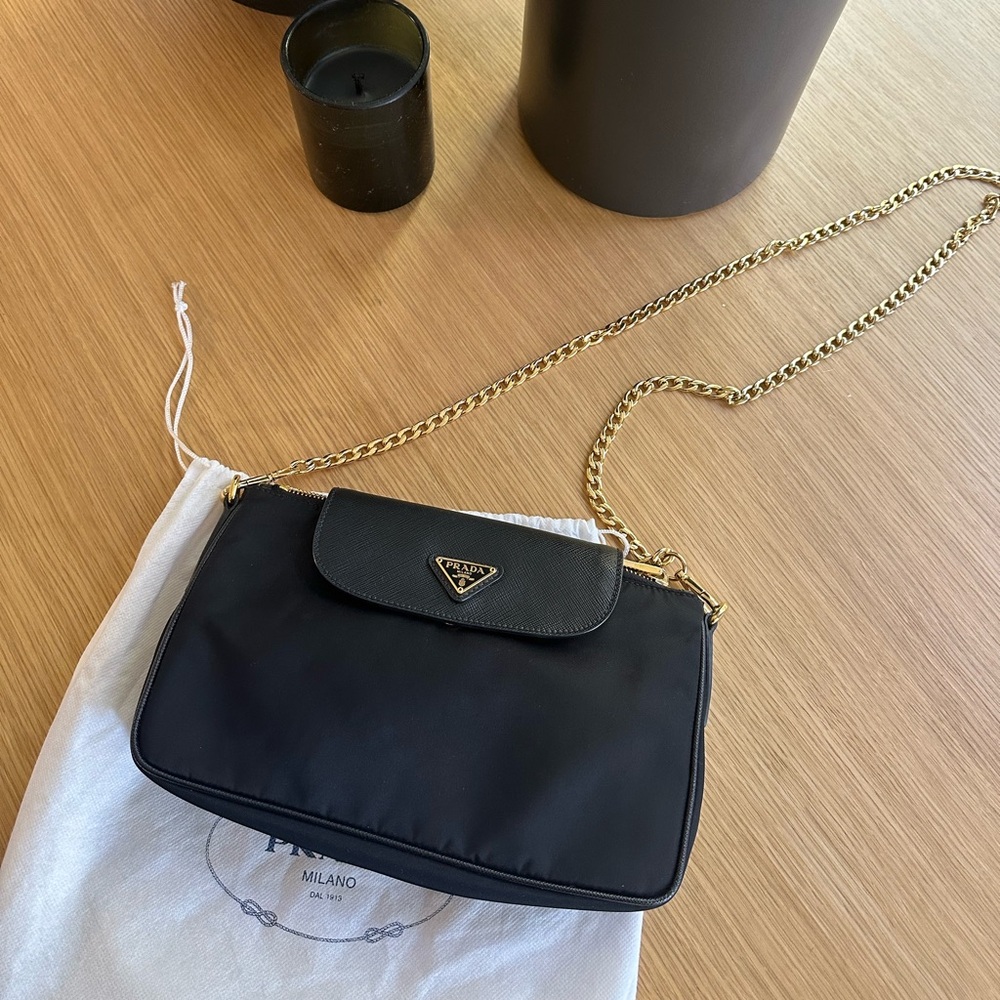 Prada Black Crossbody Bag with Gold Chain